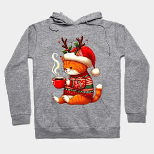 I Love Coffee Christmas And Cats, Cat And Coffee Hoodie